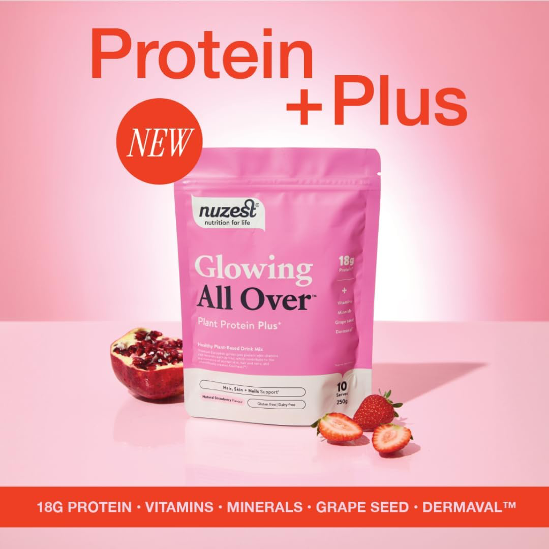 Nuzest Plant Protein Plus+ - Glowing All Over 250g Natural Strawberry Flavour