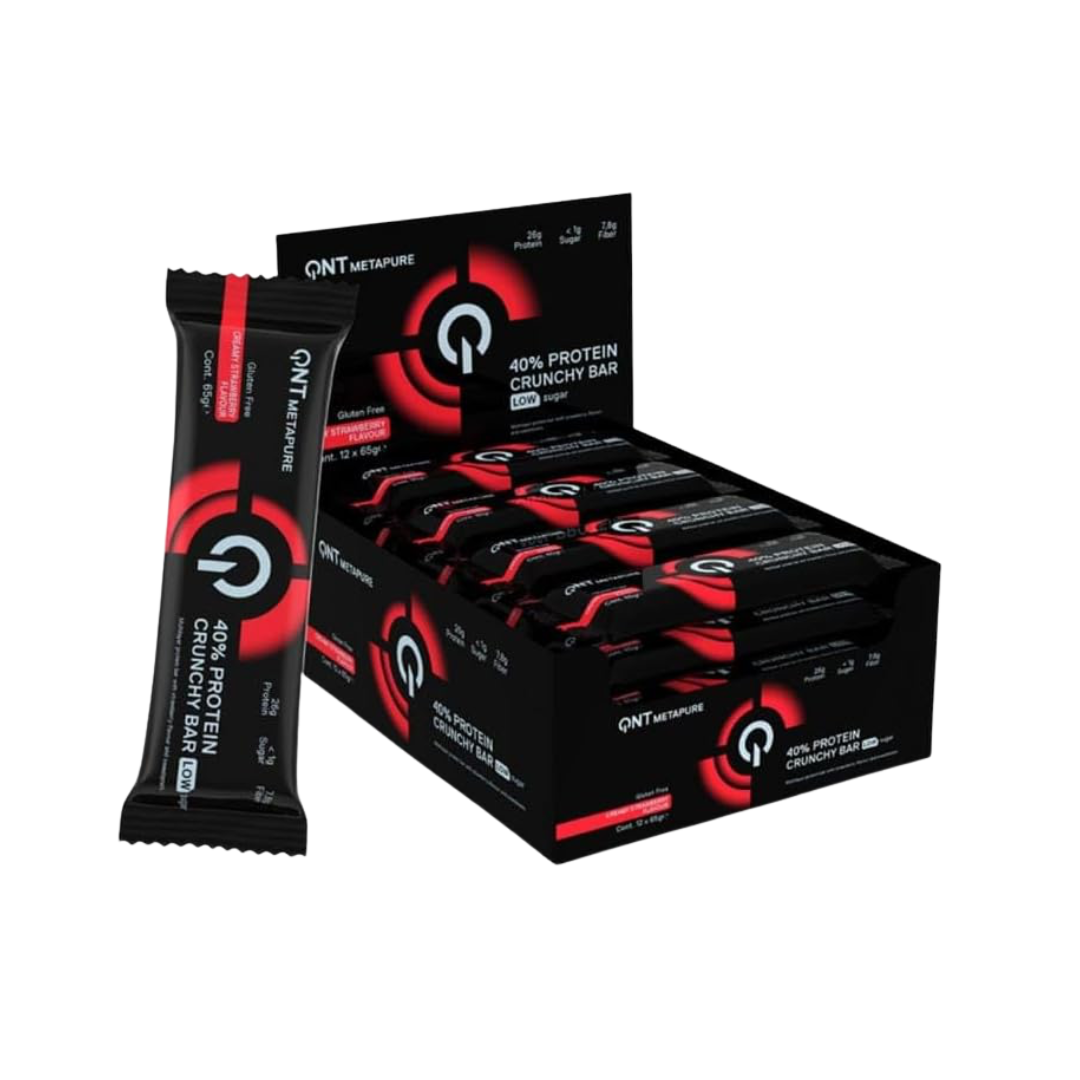 QNT 40% Protein Crunchy Bar 12x65g - Strawberry