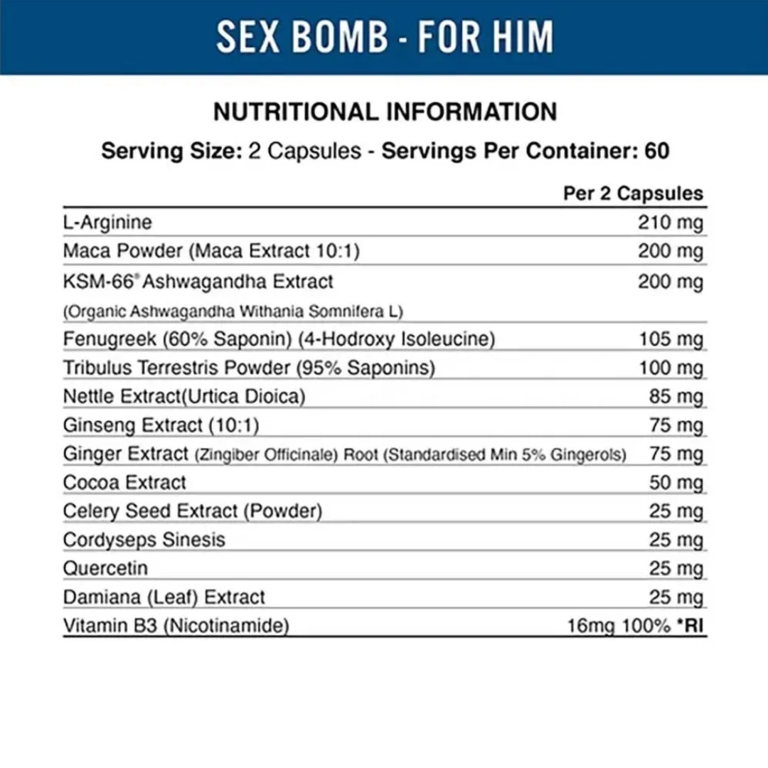 Applied Nutrition Sex Bomb Male Libido Enhancer 120 Veg Caps