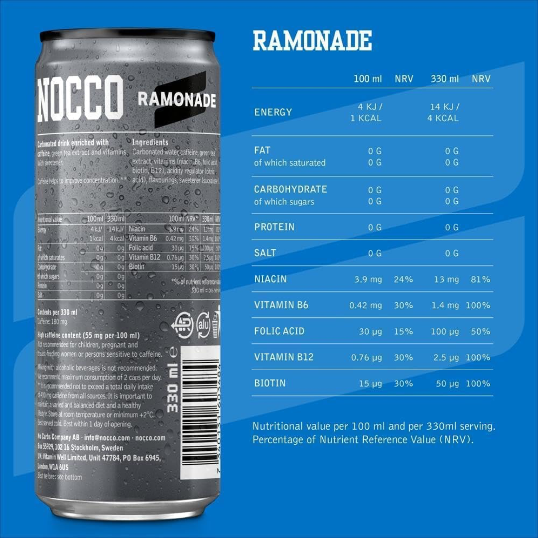 NOCCO Focus 12x330ml - Ramonade