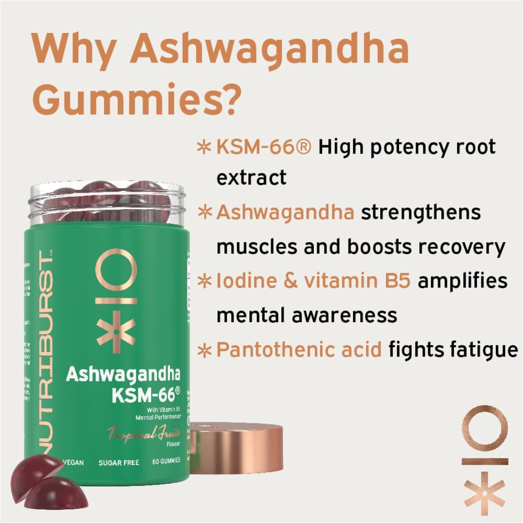 Nutriburst Ashwagandha KSM-66 2 60 Gummies Tropical
