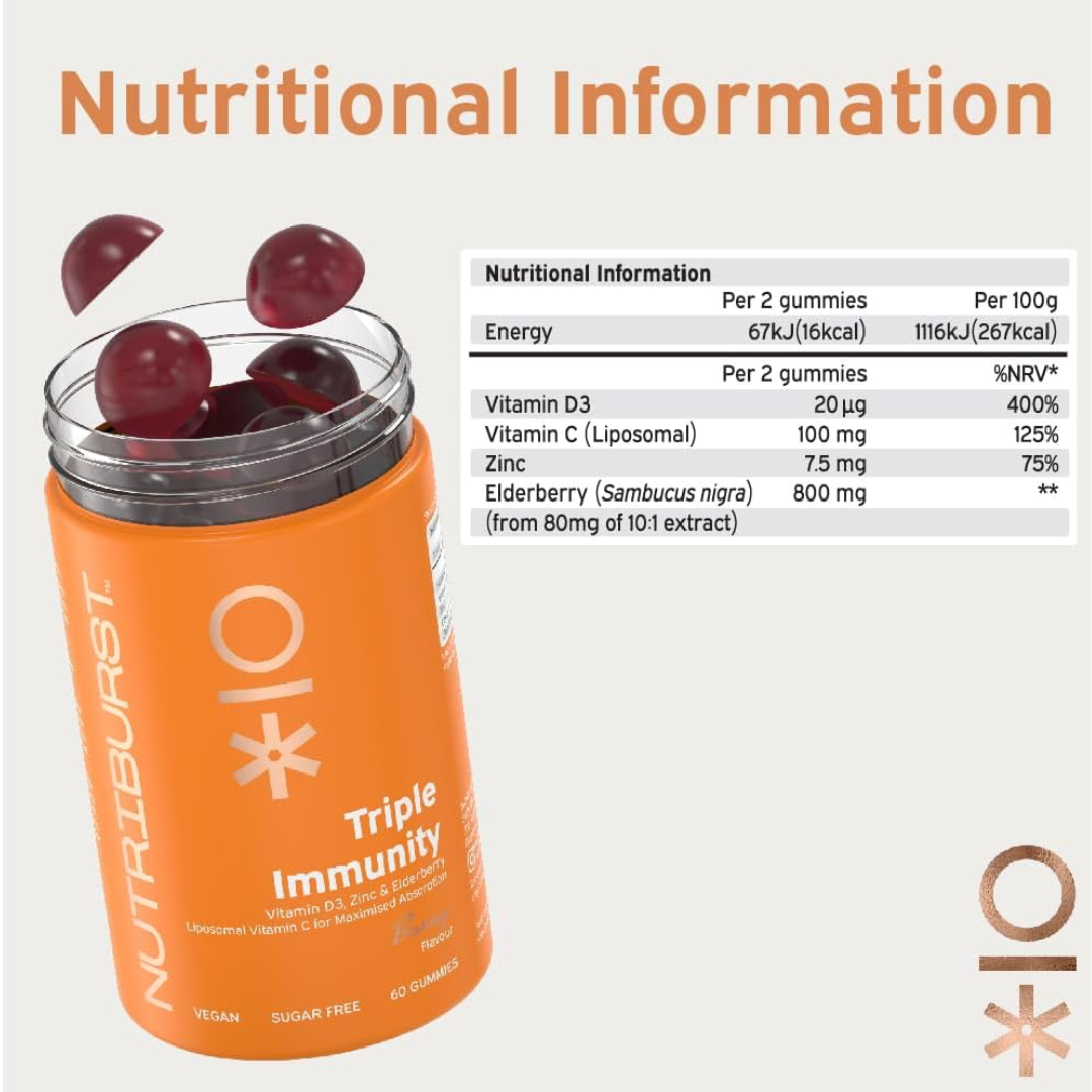 Nutriburst Triple Immunity 60 Gummies Berry