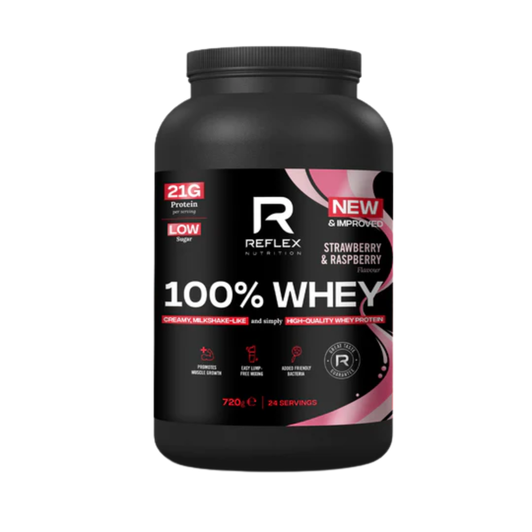 Reflex Nutrition 100% Whey 720g - Strawberry & Raspberry – The Box ...