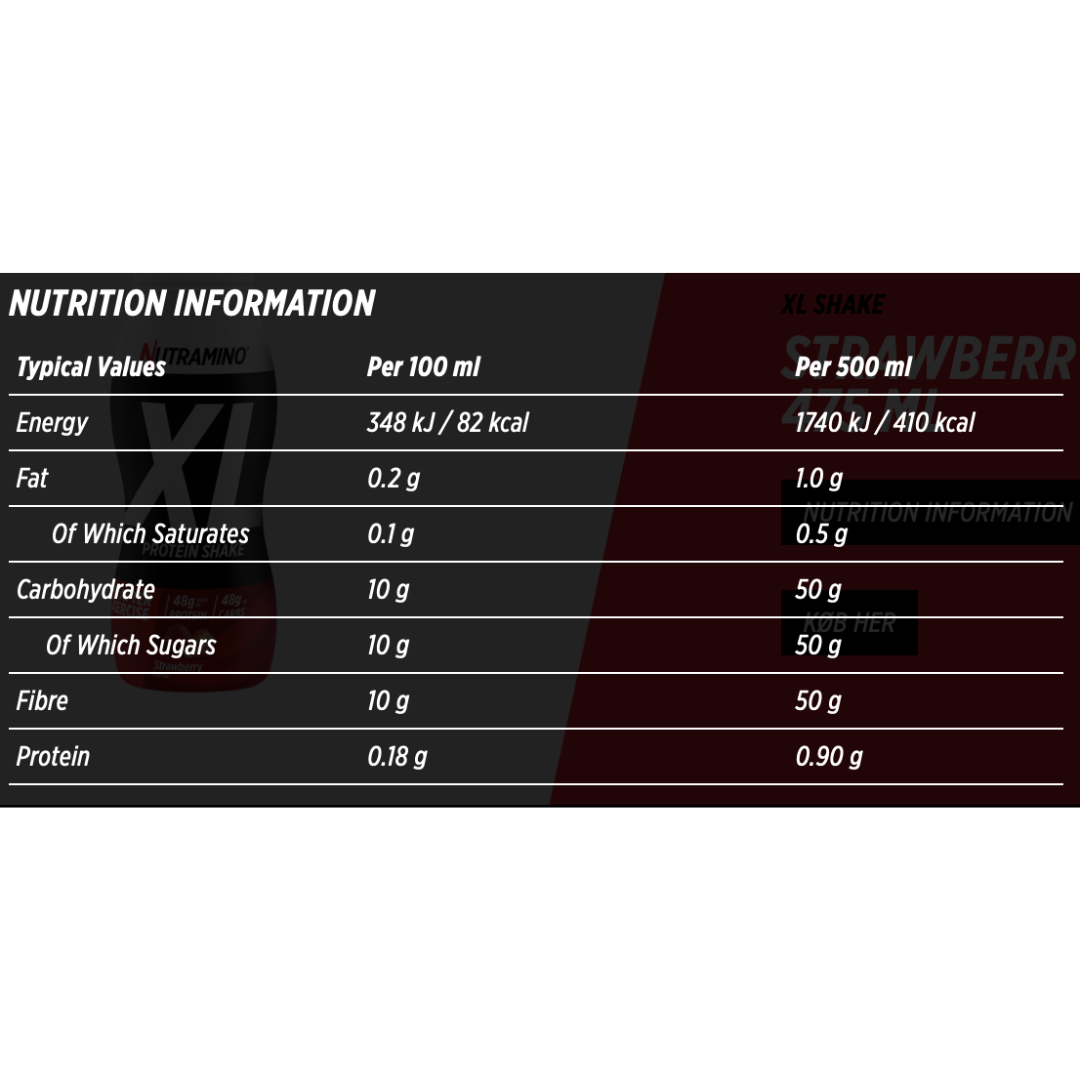 Nutramino Protein XL Shake 12x475ml - Strawberry