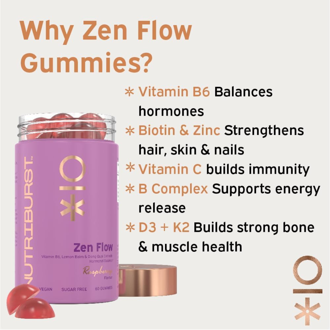 Nutriburst Zen Flo 60 Gummies Raspberry