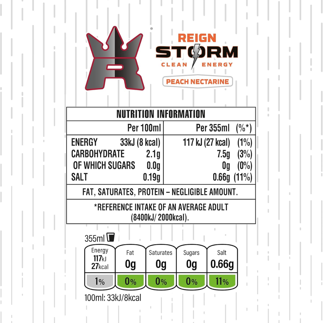 REIGN Storm 12x355ml - Peach Nectarine