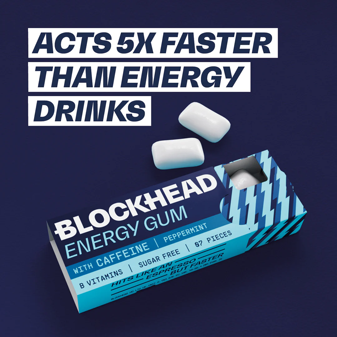 Blockhead Energy Gum 12 Packs of 7 Pieces Peppermint