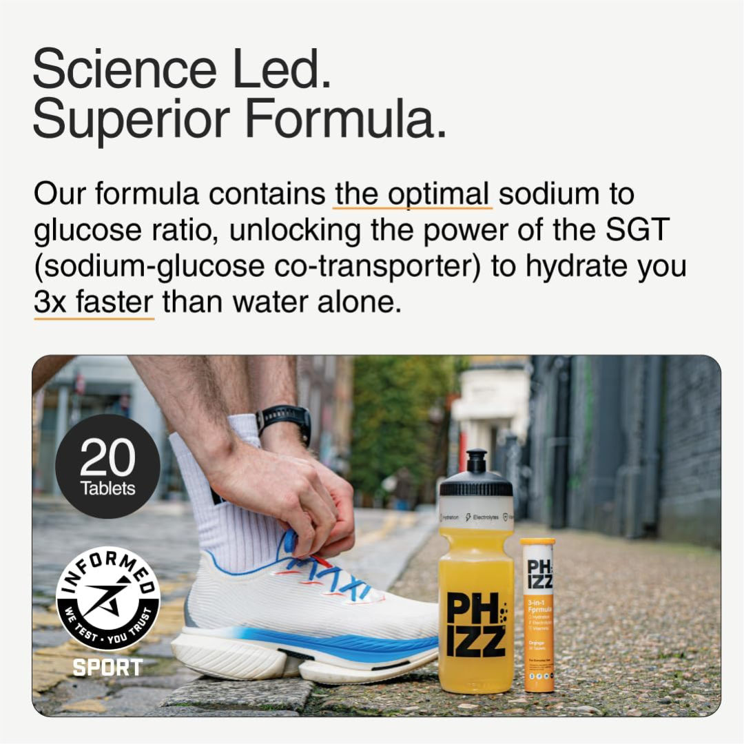 Phizz 3-in-1 + Caffeine Boost Multivitamin & Rehydration Electrolyte Effervescent 12x20 240 Tabs Cherry