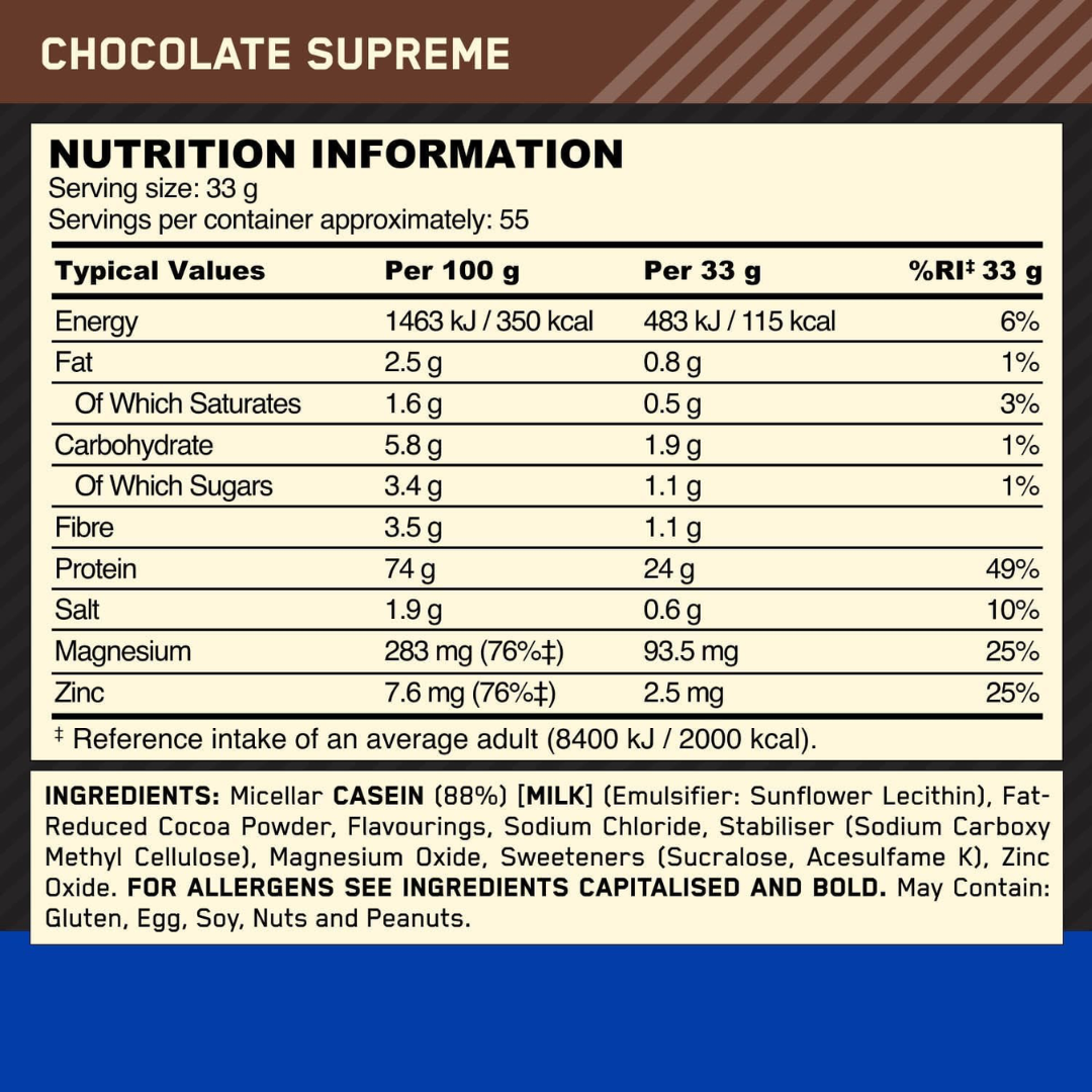 Optimum Nutrition Gold Standard 100% Casein 1.82kg - Chocolate Supreme