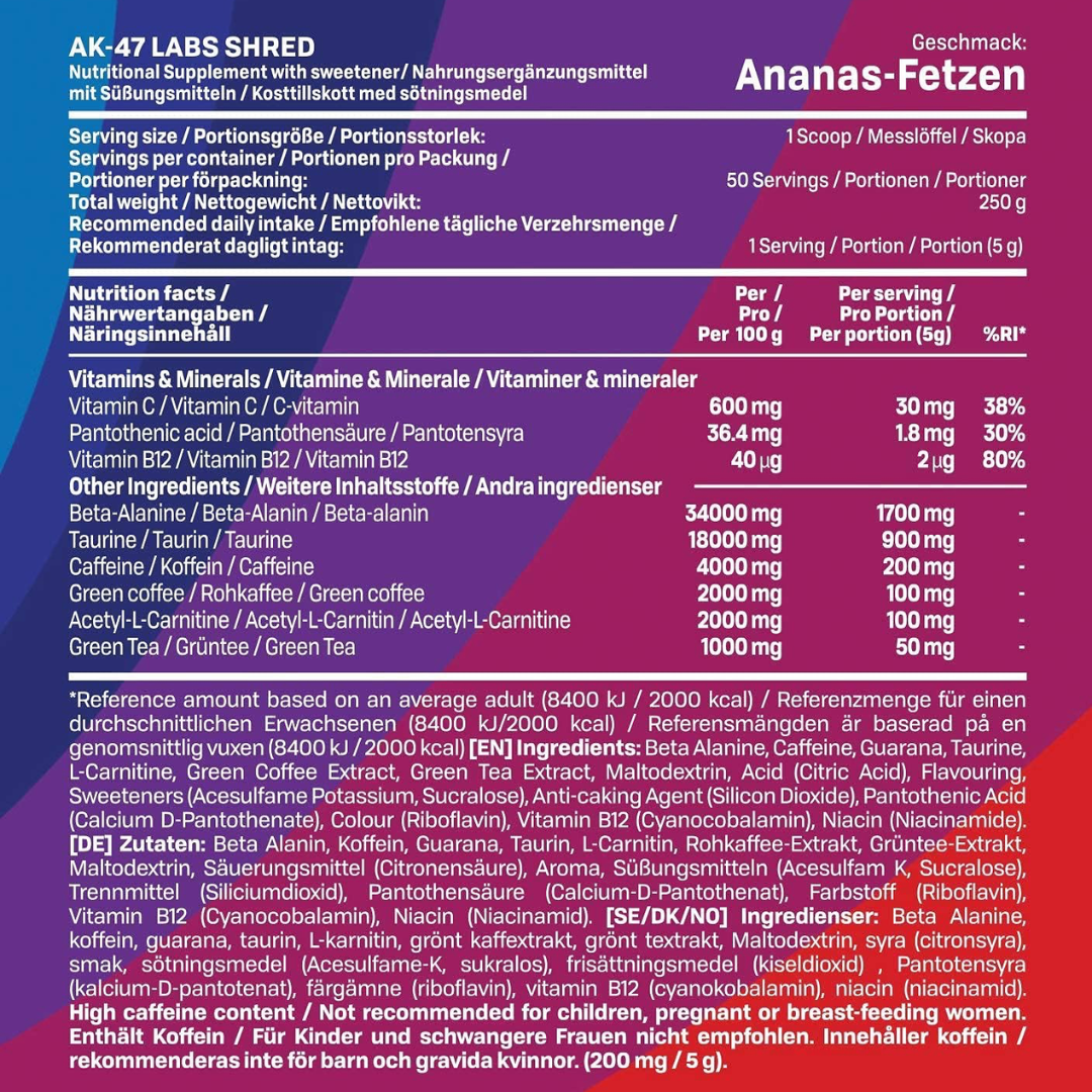 AK-47 Labs Shred Fatburner 250g - Raspberry Lemonade