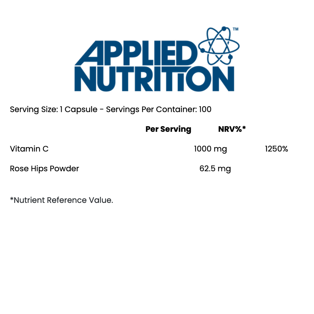 Applied Nutrition VITALITY - Vitamin C 1000MG & ROSE HIPS 100Veg Caps