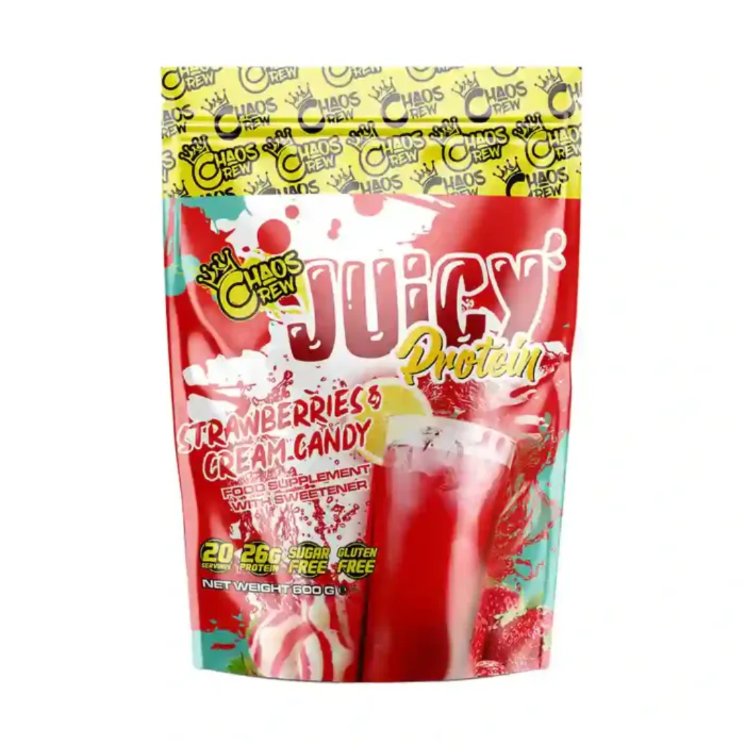 Chaos Crew Juicy Protein 600g - Strawberries and Cream Candy
