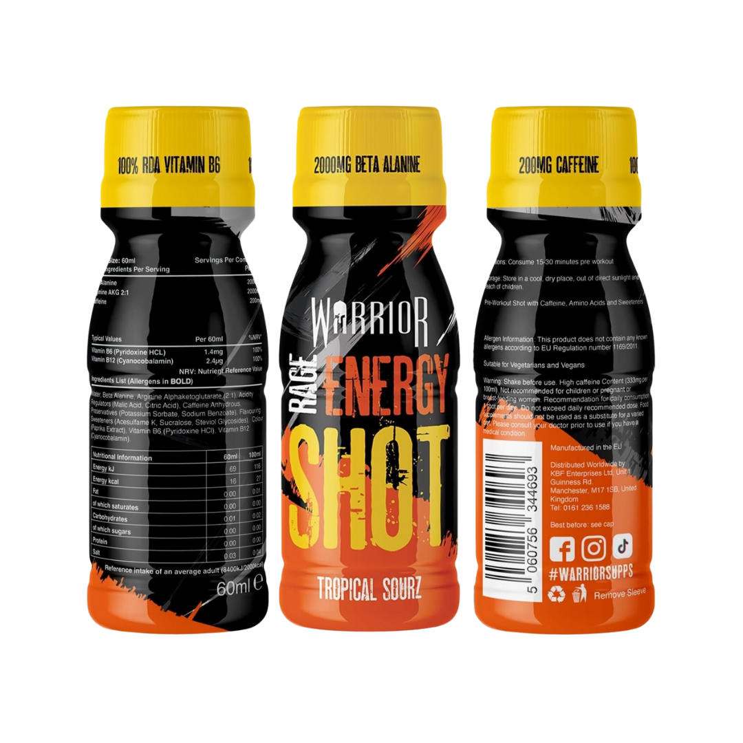 Warrior RAGE Energy Shots 12x60ml - Blue Raspberry