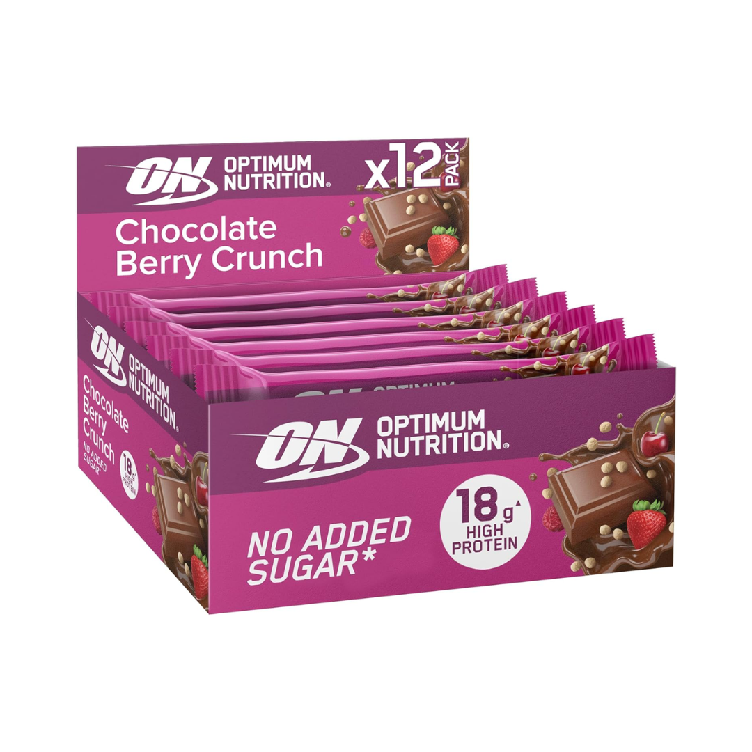 Optimum Nutrition Crunch Bar Box Of 12 - Choc Red Berry