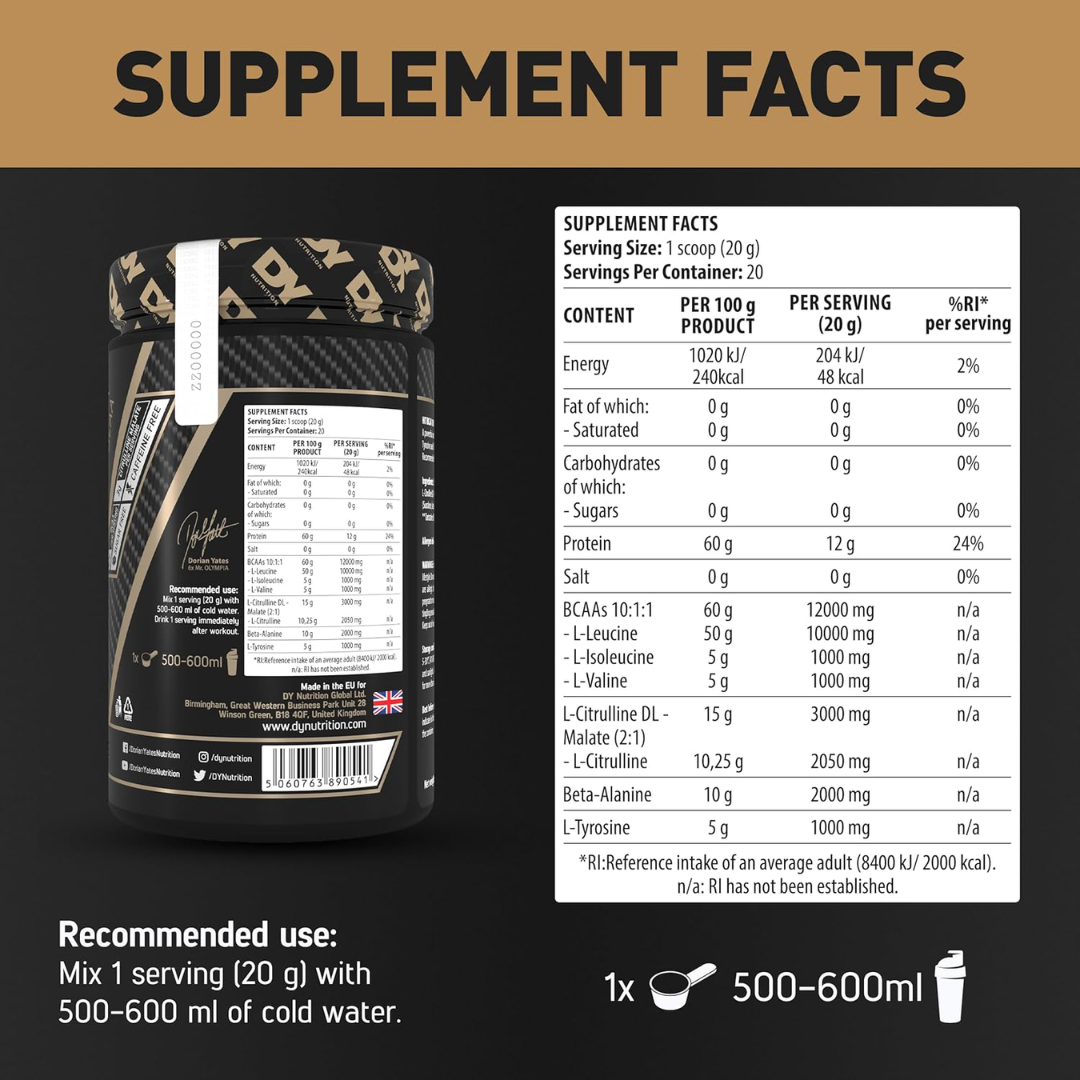 DY Nutrition Hit BCAA 10:1:1 400g - Pineapple