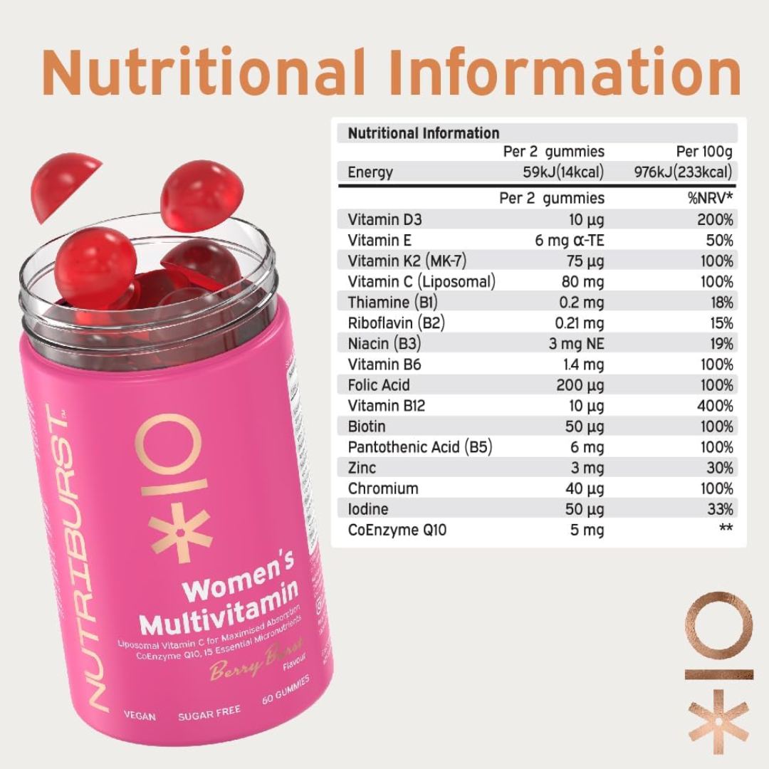 Nutriburst Women's Multivitamin 60 Gummies Berry Burst