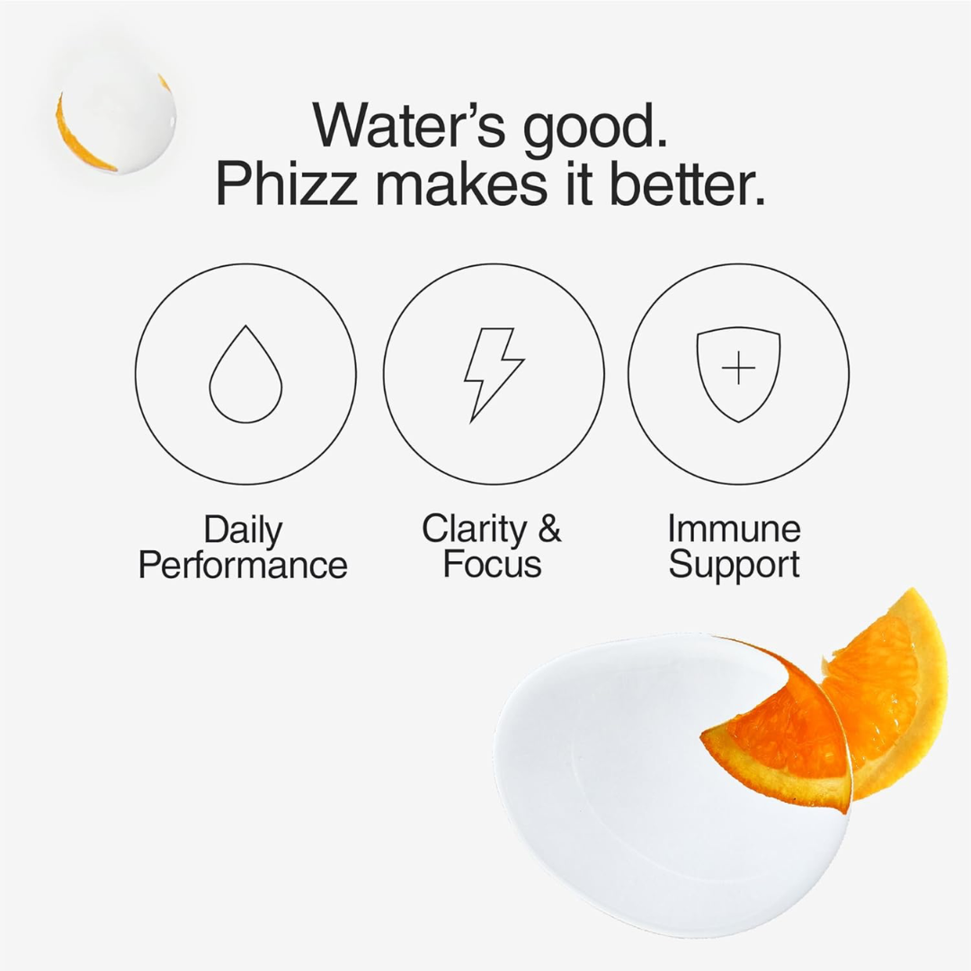 Phizz 3-in-1 Multivitamin & Rehydration Electrolyte Effervescent Multi-pack 6x60 360 Tabs - Orange