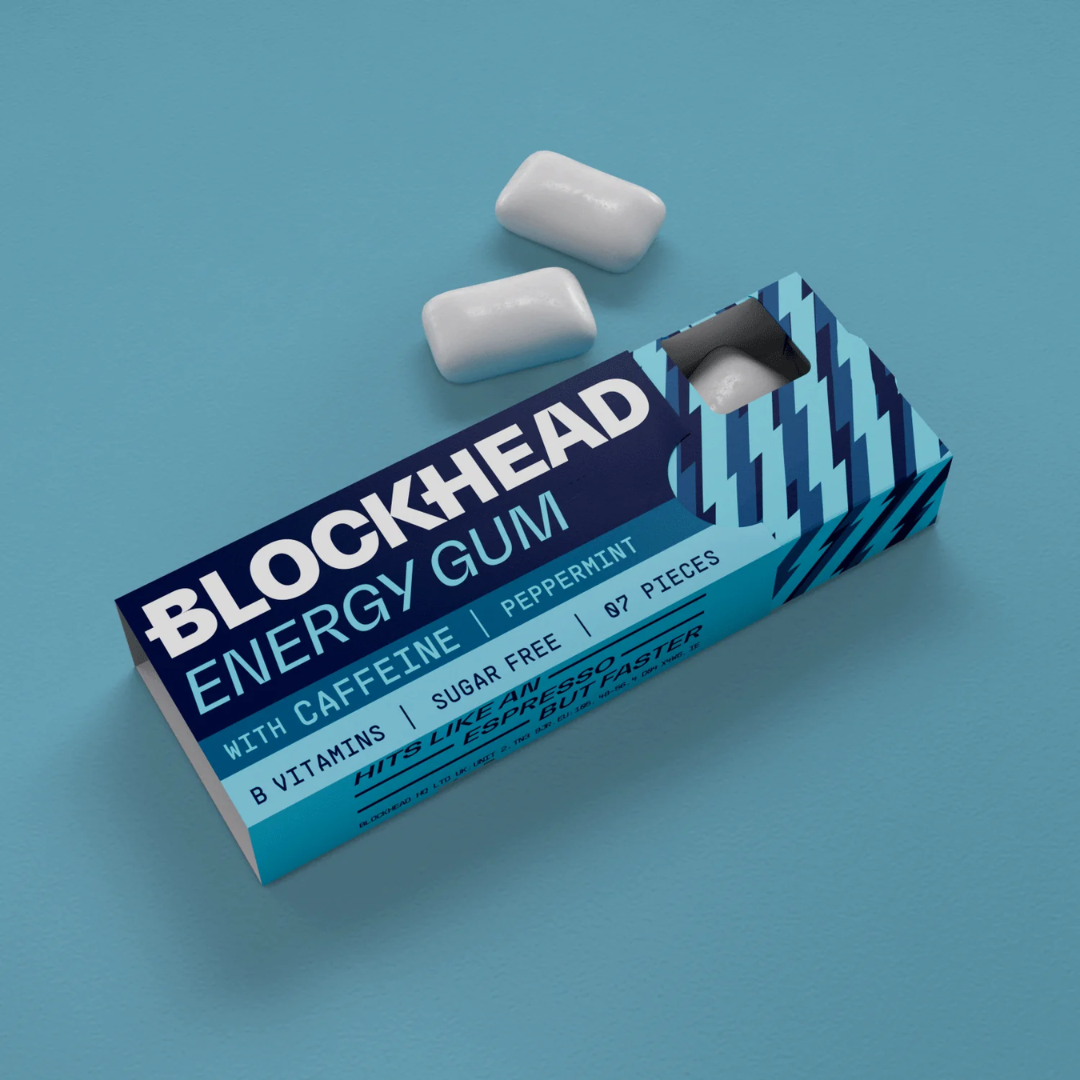 Blockhead Energy Gum 12 Packs of 7 Pieces Peppermint
