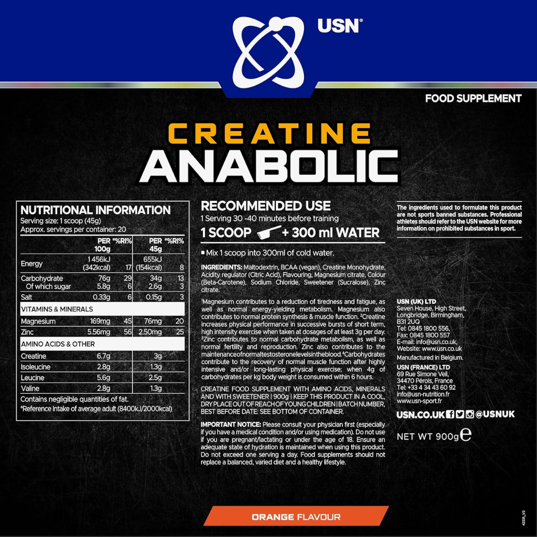 USN Creatine Anabolic 900g - Orange