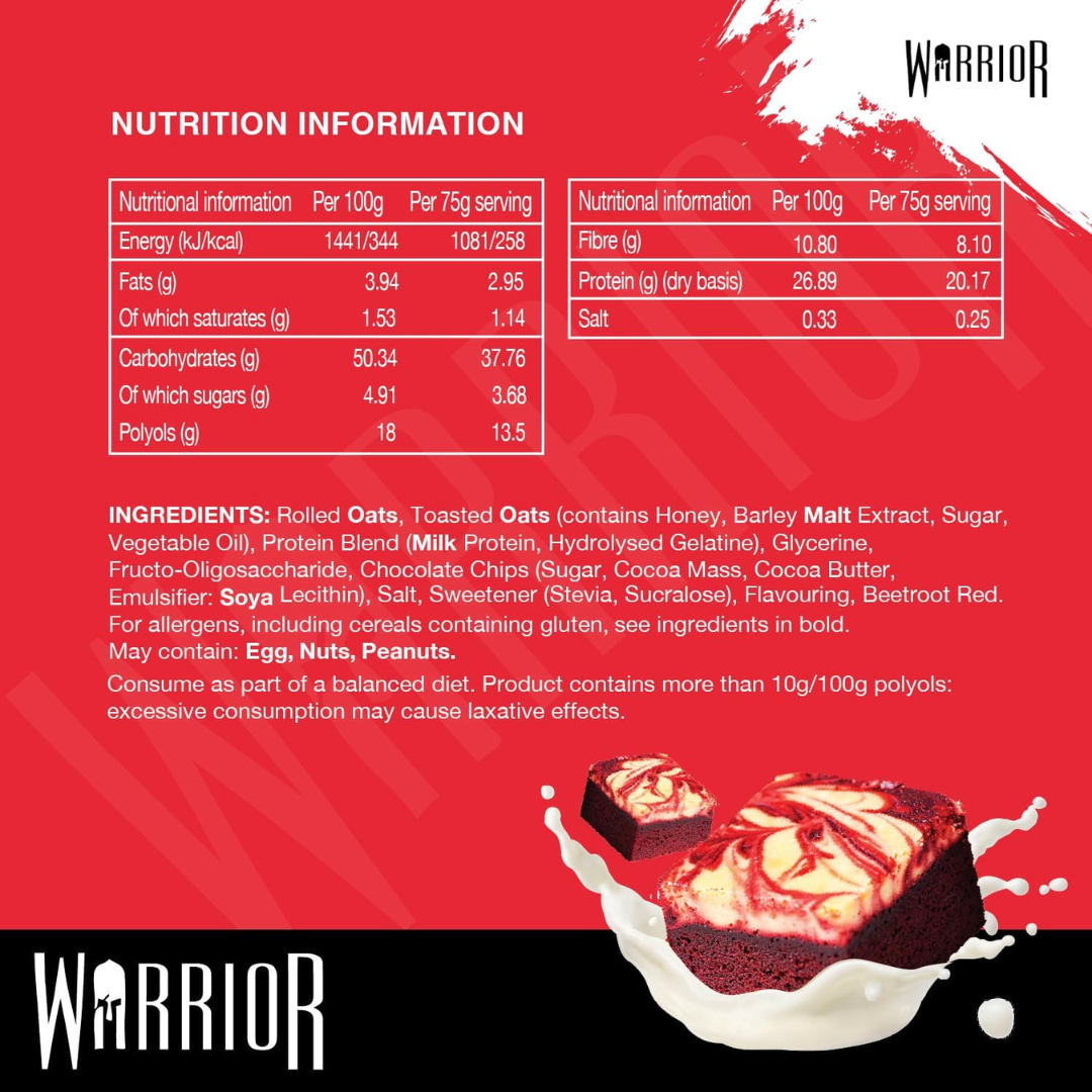 Warrior Raw Protein Flapjack 12x75g - Red Velvet Cake