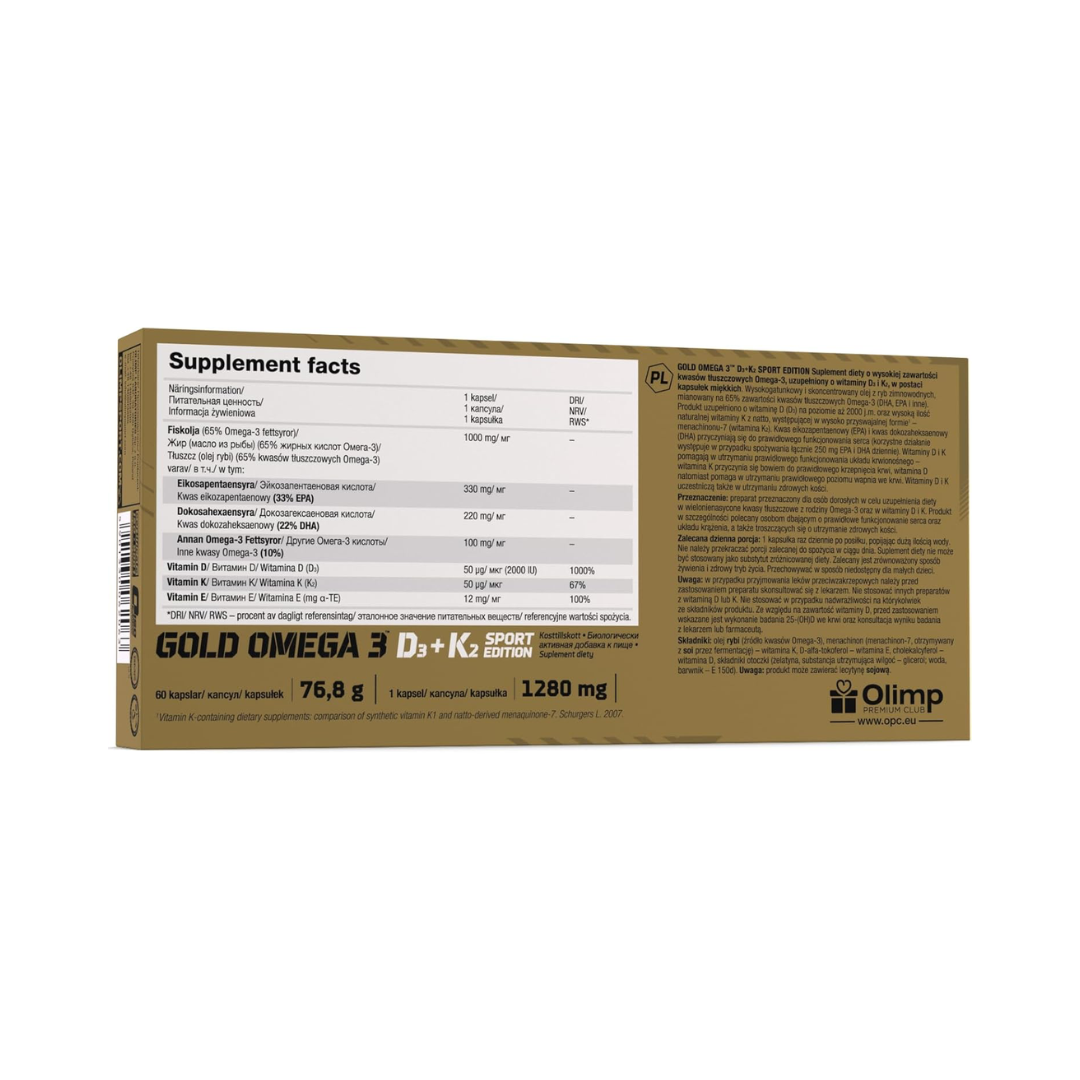 Olimp Sport Nutrition Gold Omega 3 D3+K2 60 Caps