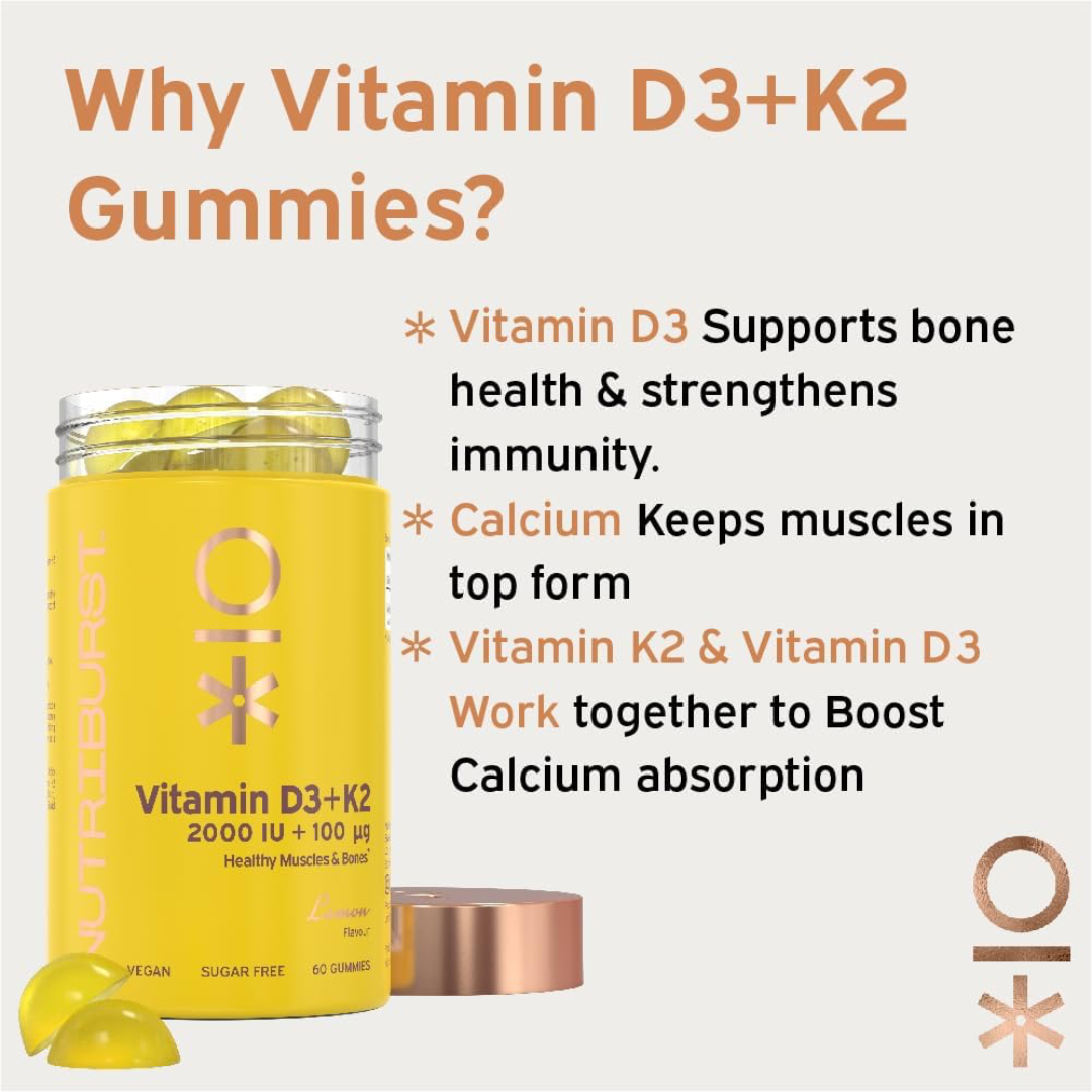 Nutriburst Vitamin D3 + K2 60 Gummies Lemon