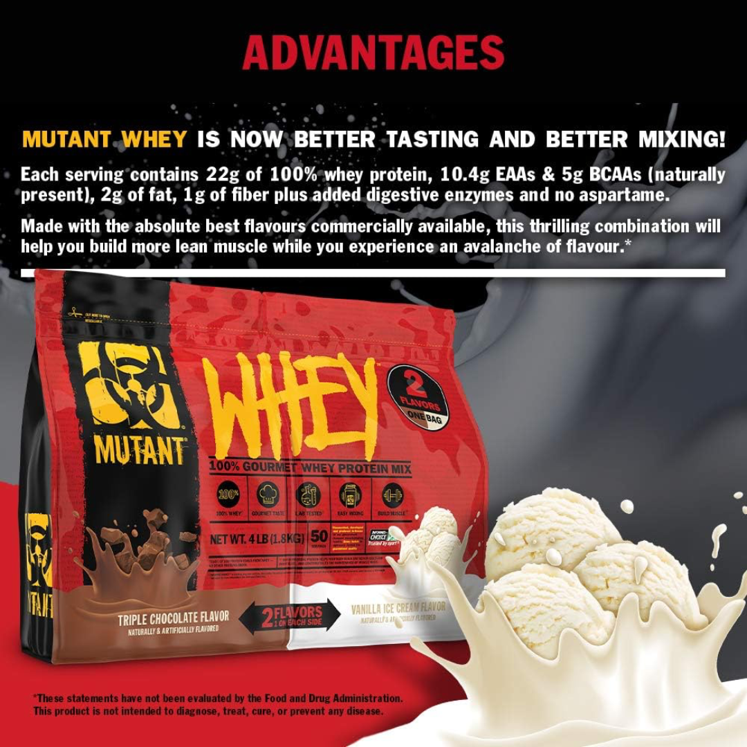 Mutant Whey Dual Chamber 1.8kg - Triple Chocolate & Vanilla Ice Cream