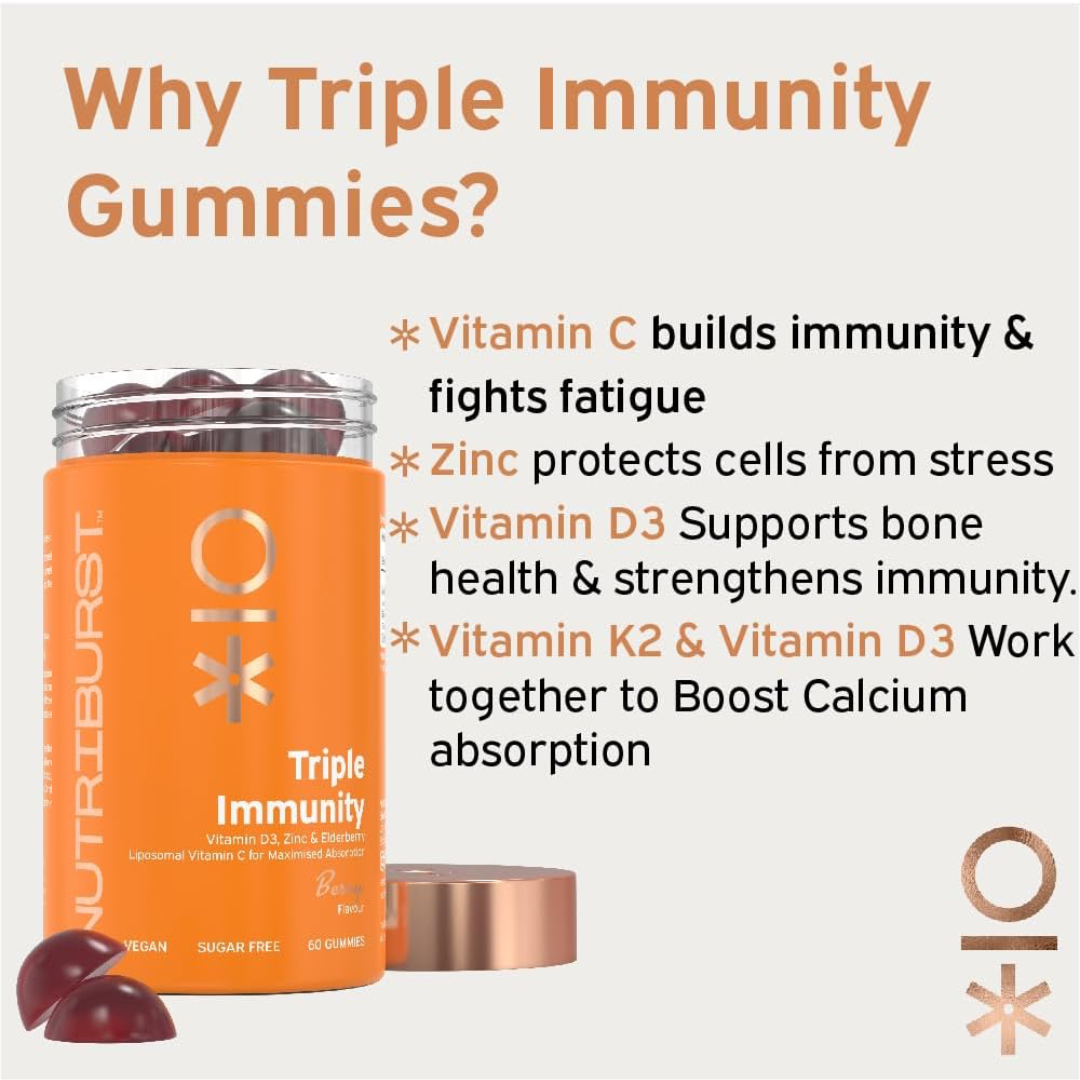 Nutriburst Triple Immunity 60 Gummies Berry