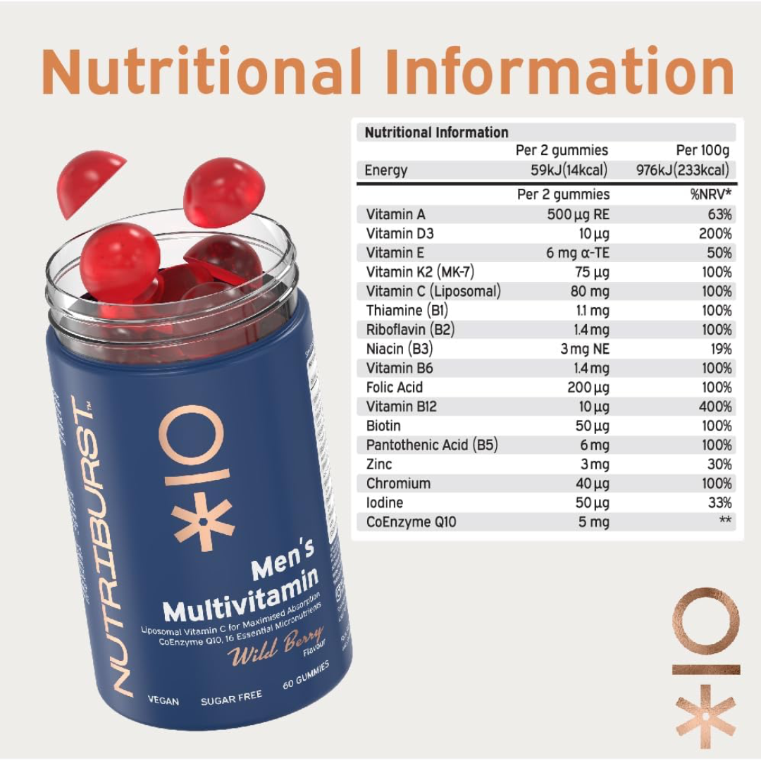 Nutriburst Men's Multivitamin 60 Gummies Wild Berry