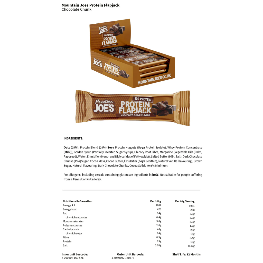 Mountain Joe's Protein Flapjack 16x60g - Strawberry White Chocolate