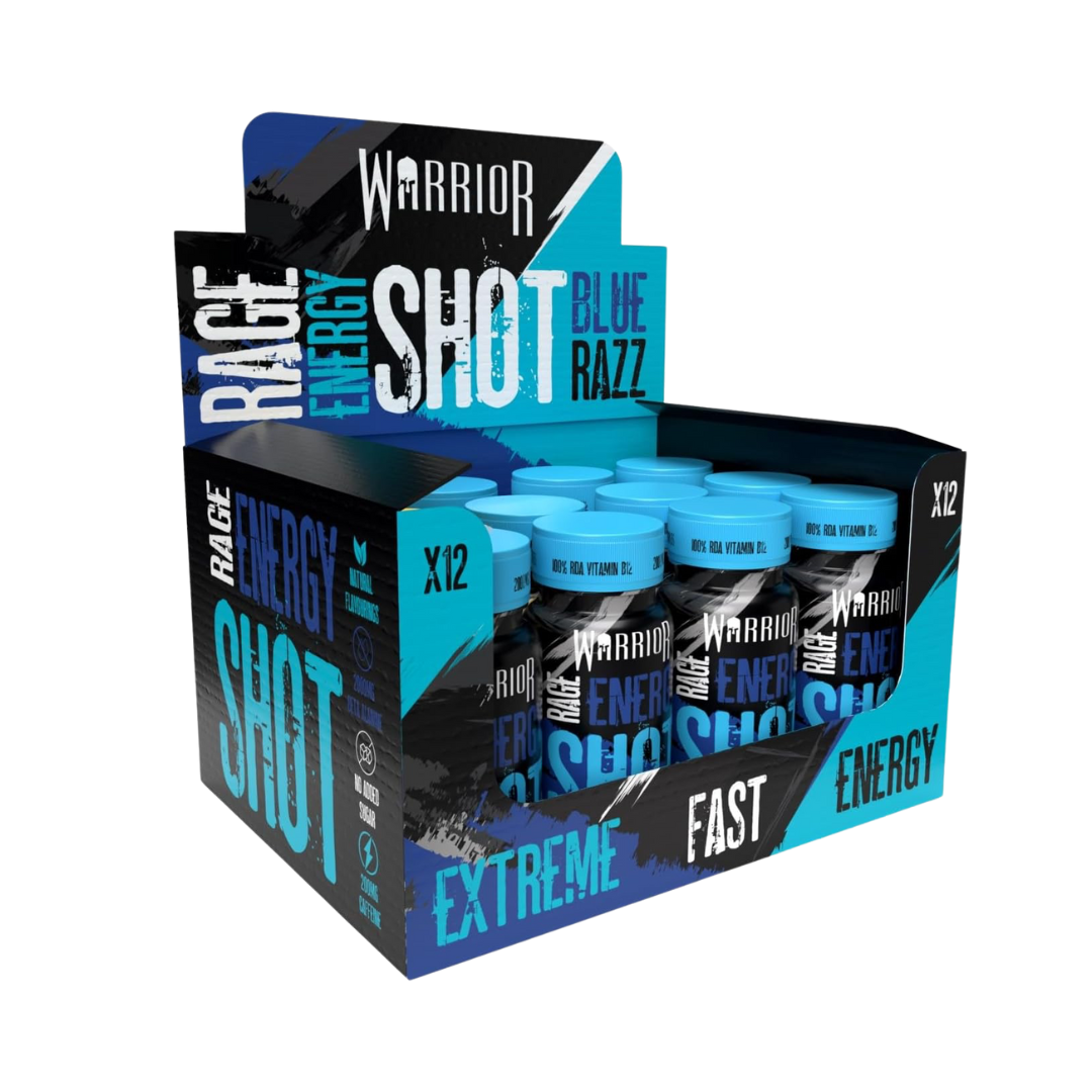 Warrior RAGE Energy Shots 12x60ml - Blue Raspberry – The Box Supplements