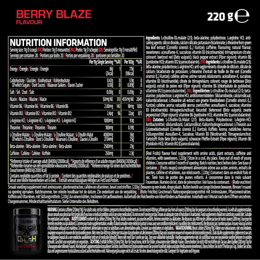 USN QHUSH Black 220g - Frosted Lemon