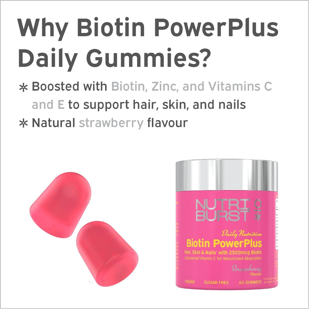 Nutriburst Biotin Powerplus 60 Gummies Strawberry