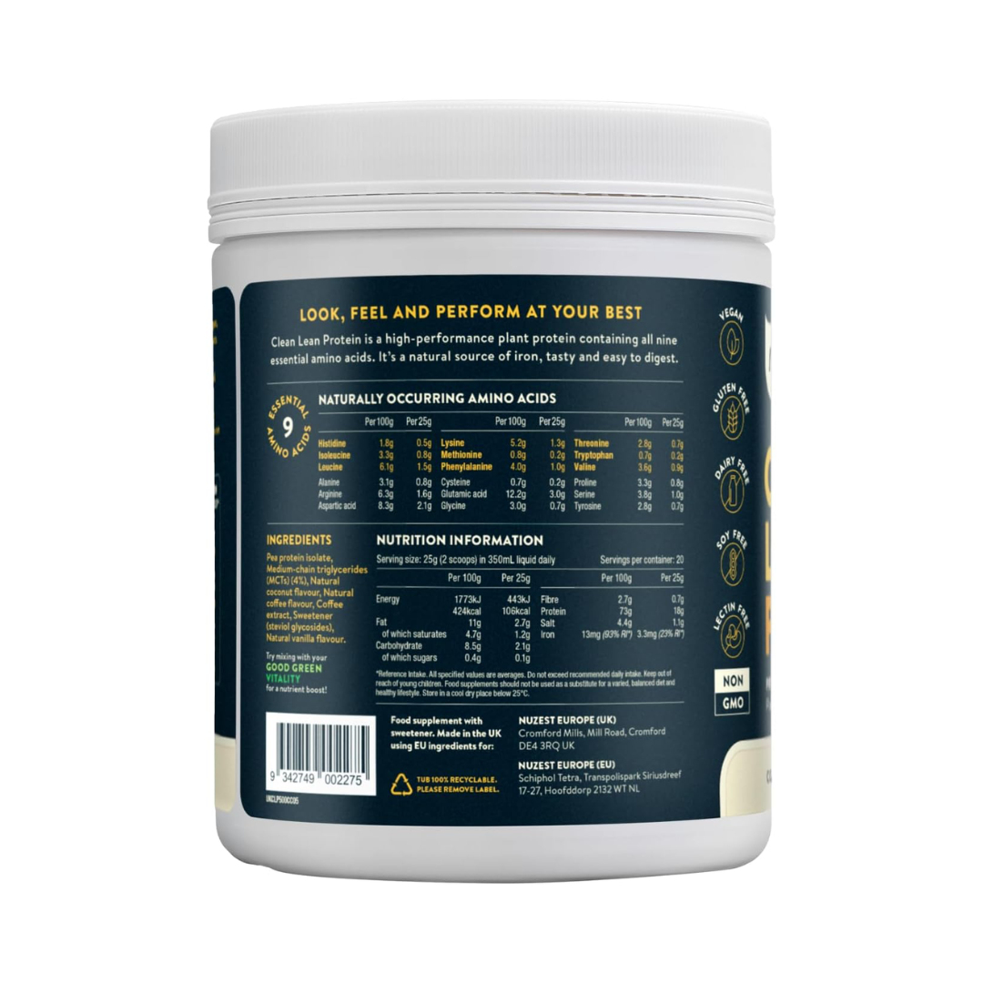 Nuzest Clean Lean Protein Functional Flavour 500g Coffee, Coconut + MCTs