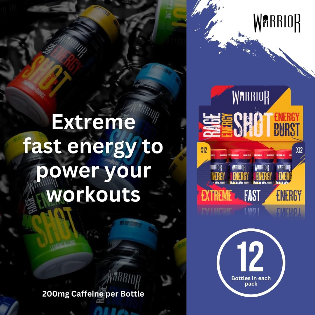Warrior RAGE Energy Shots 12x60ml - Blue Raspberry
