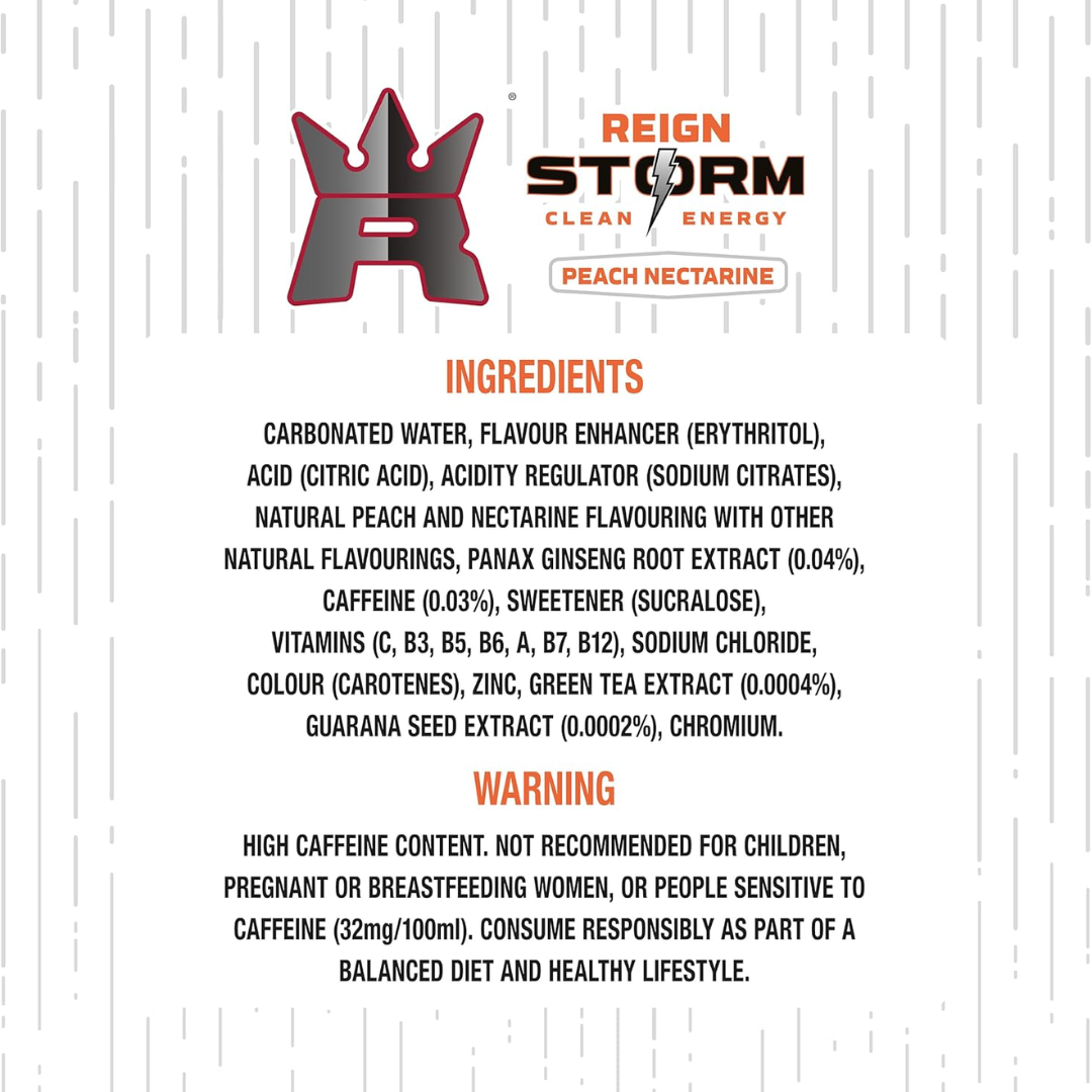 REIGN Storm 12x355ml - Peach Nectarine