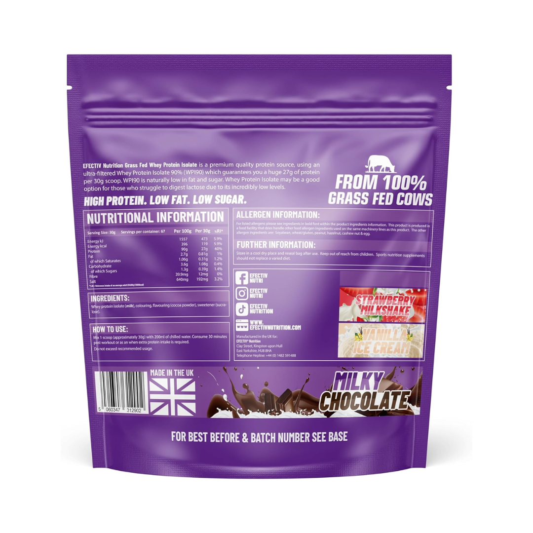 Efectiv Nutrition Grass Fed Whey Protein Isolate 2000g - Strawberry Milkshake