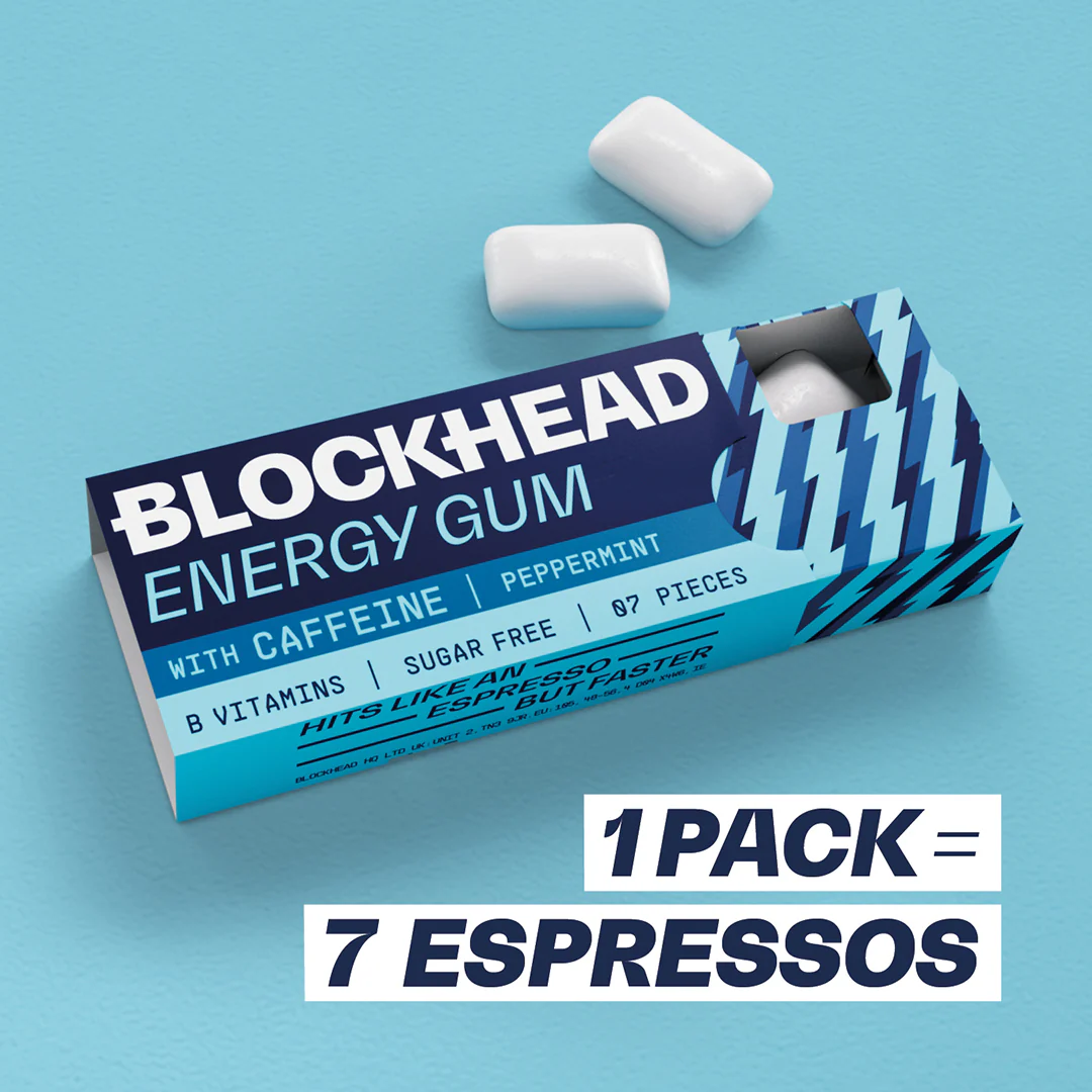 Blockhead Energy Gum 12 Packs of 7 Pieces Peppermint