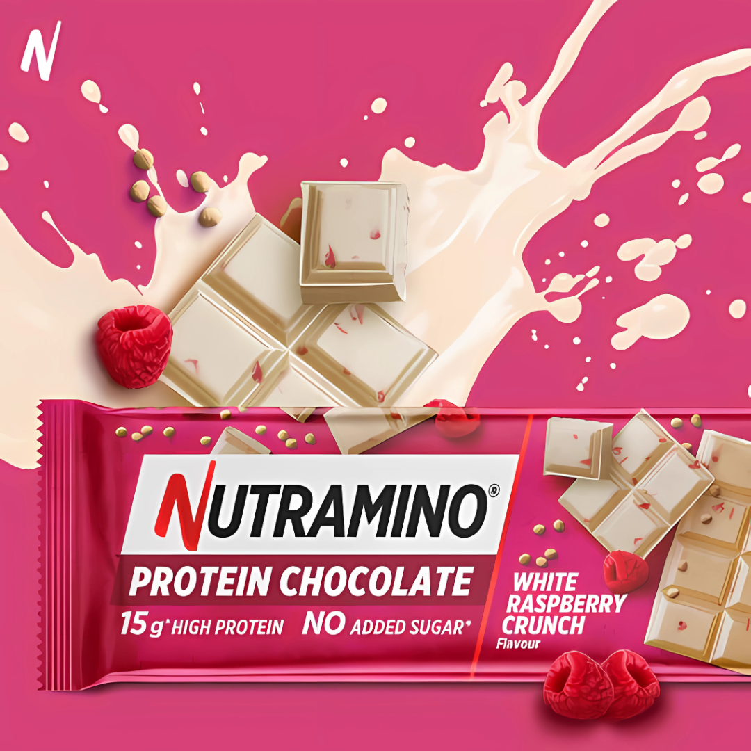 Nutramino Protein Chocolate Bar 16x50g - White Chocolate Raspberry