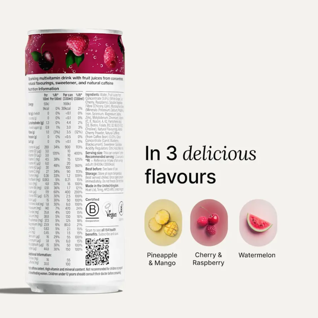 Huel Daily A-Z Vitamins 12x330ml - Cherry & Raspberry