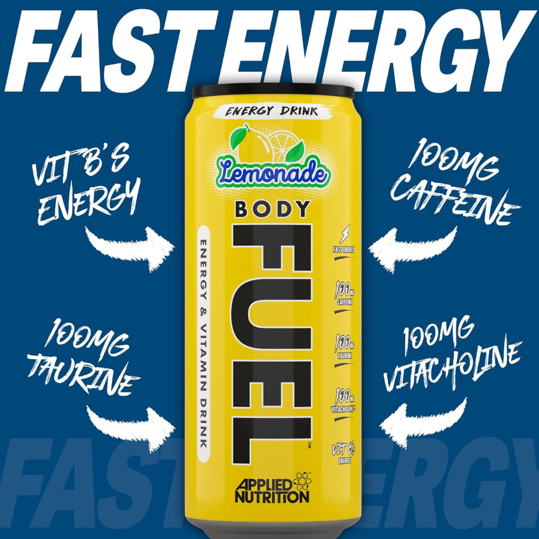Applied Nutrition Body Fuel Energy Can 12x330ml - Blue Raspberry