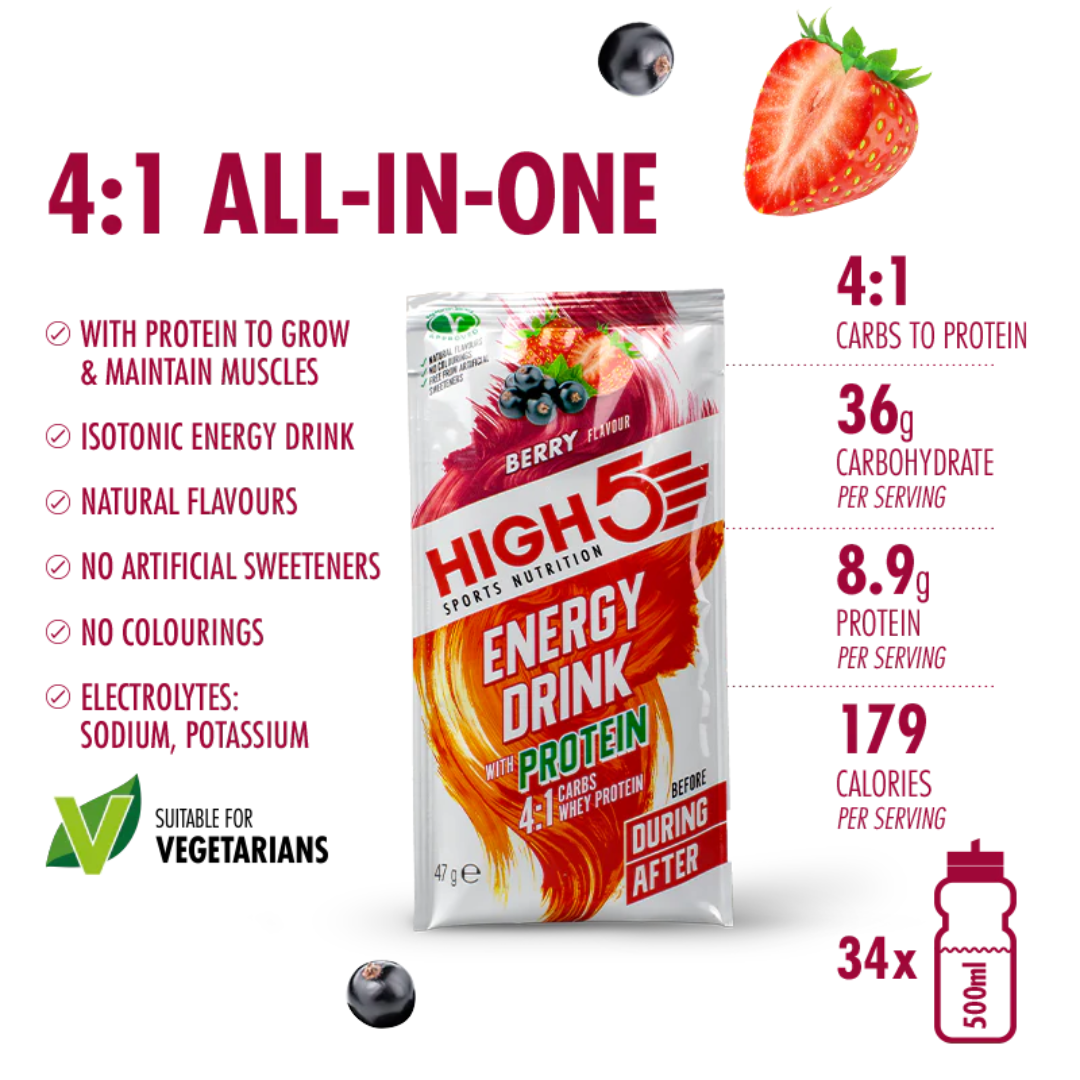 HIGH5 Energy Drink with Protein 12x47g Berry