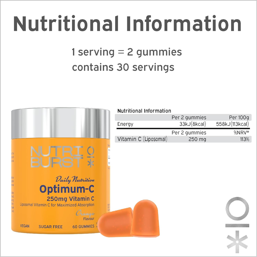 Nutriburst Optimum-C 60 Gummies Orange