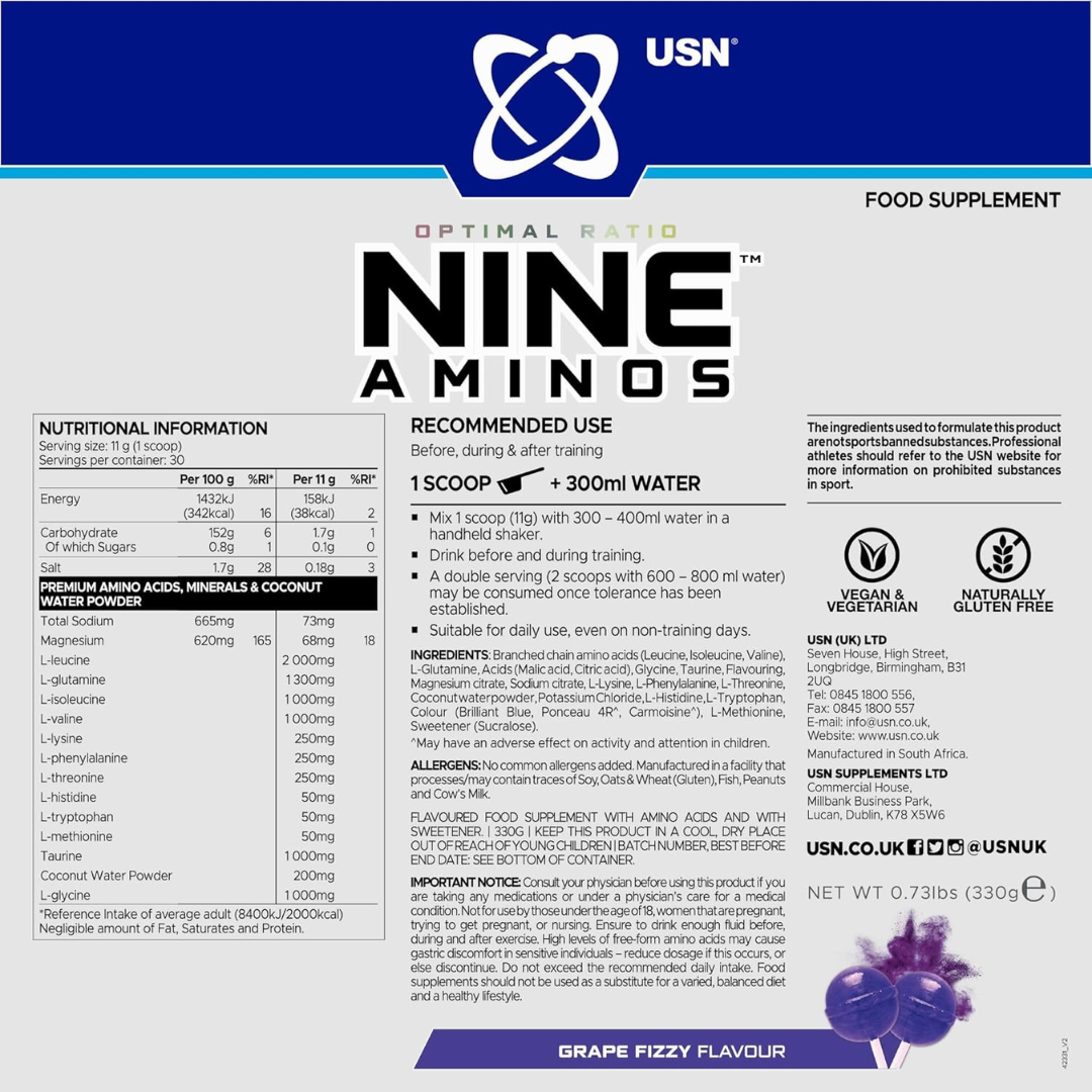 USN Nine Aminos 330g - Grape Fizzy Pop