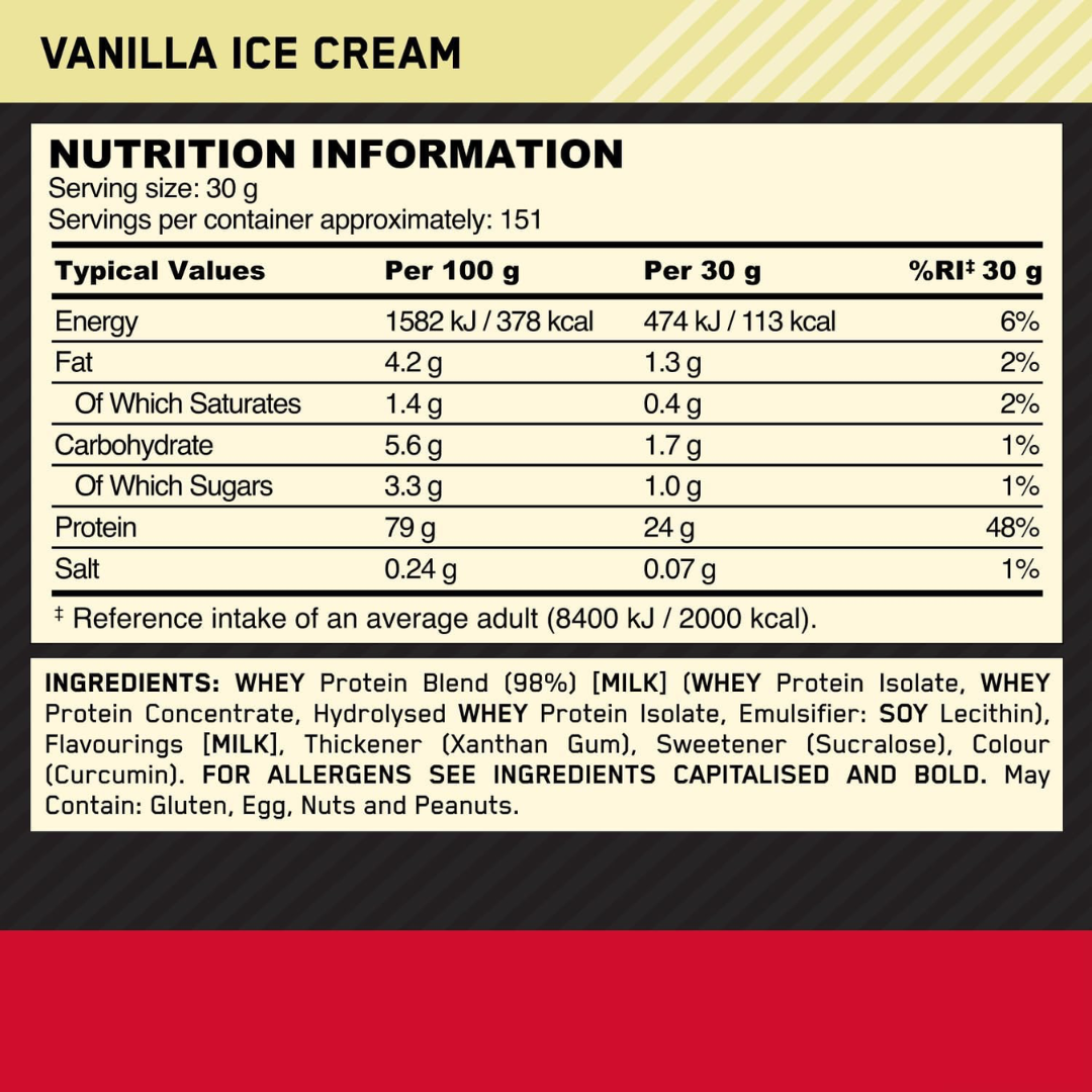 Optimum Nutrition Gold Standard 100% Whey 4.54kg - Vanilla Ice Cream